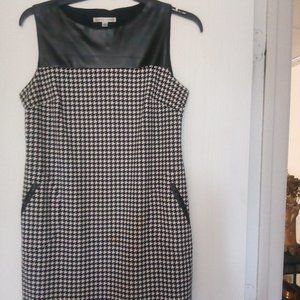 Herringbone pattern with pleather dress